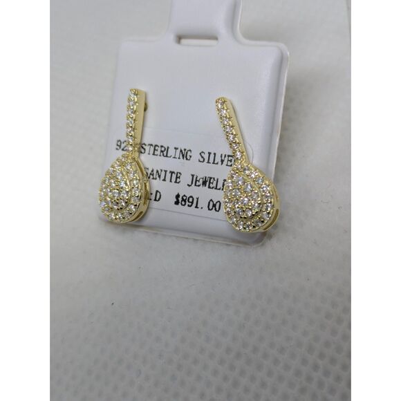 The Glow Show Jewelry - Women's 0.4ct Moissanite Drop Earrings Gold 925 Vermeil VVS D Teardrop